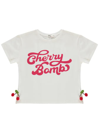 Civil Girls Cherry Bomb Baskılı 2-5 Yaş Takım - Ekru