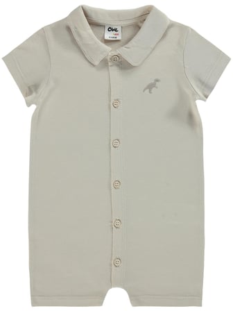 B26Y098 Civil Baby Dinozor Nakışlı 6-18 Ay Tulum - Bej