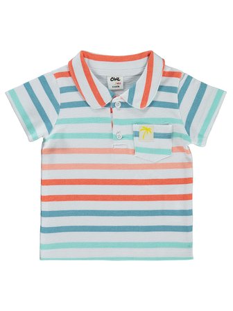 Civil Baby Çizgili 6-18 Ay Tişört - Beyaz