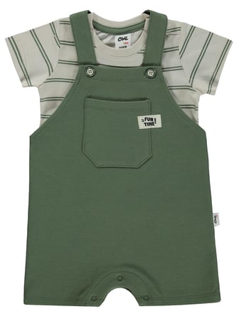 Civil Baby Çizgili Tişört 2'li Set 6-18 Ay Slopet - Haki
