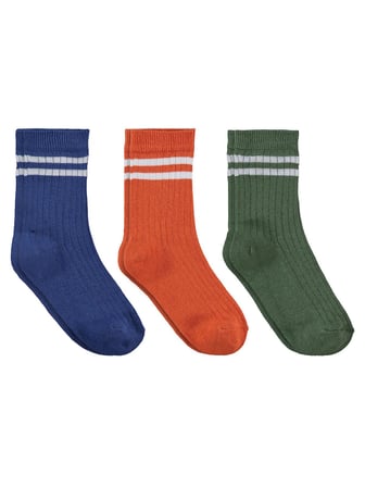 Civil Erkek Çocuk Basic Spor Çizgili 3'lü Erkek Soket Çorap | Baskılı | Okul Kreş ve Günlük Kullanım