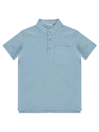 Civil Boys Yarım Patlı Cepli 10-13 Yaş Tişört - Mavi