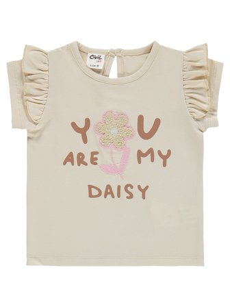 Civil Baby Yazı-Çiçek Baskı Nakış 6-18 Ay Takım - Fil Dişi