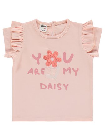 Civil Baby Yazı-Çiçek Baskı Nakış 6-18 Ay Takım - Pudra