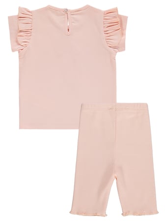 Civil Baby Yazı-Çiçek Baskı Nakış 6-18 Ay Takım - Pudra