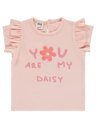 Civil Baby Yazı-Çiçek Baskı Nakış 6-18 Ay Takım - Pudra