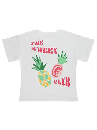 Civil Girls Ananas Baskılı 6-9 Yaş Tişört - Ekru