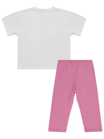 Civil Girls Kız Çocuk Kelebek Nakışlı 6-9 Yaş Takım - Ekru-Soft Pembe