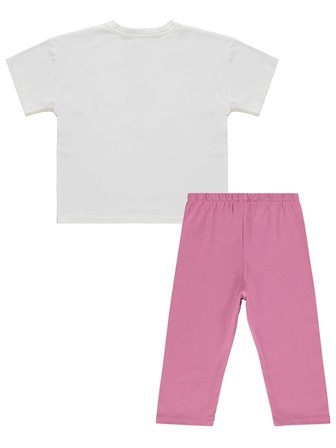 Civil Girls Kız Çocuk Kelebek Nakışlı 6-9 Yaş Takım - Ekru-Soft Pembe