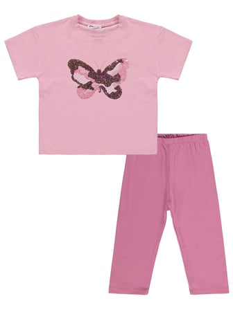 Civil Girls Kız Çocuk Kelebek Nakışlı 6-9 Yaş Takım - Pembe