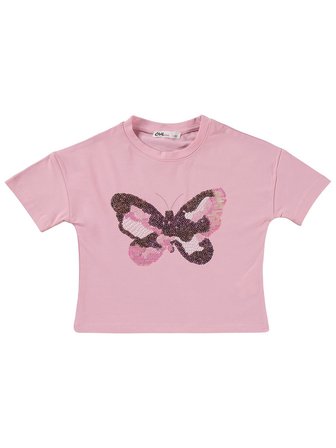 Civil Girls Kelebek Nakışlı 2-5 Yaş Takım - Pembe