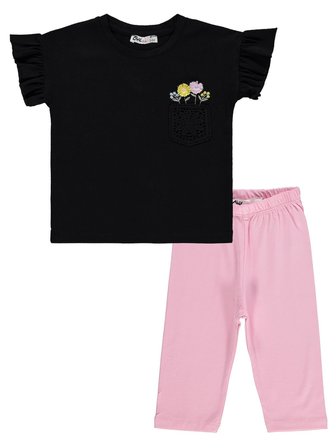 Civil Girls Fiyonklu 2-5 Yaş Takım - Siyah