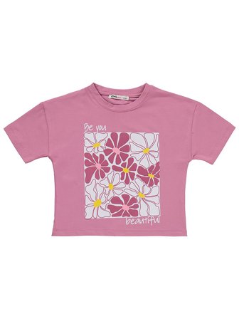 Civil Girls Renkli Çiçek Baskılı 2-5 Yaş Takım - Soft Pembe-Siyah