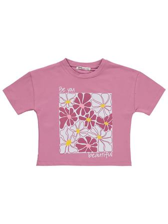 Civil Girls Renkli Çiçek Baskılı 2-5 Yaş Takım - Soft Pembe-Siyah