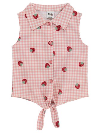Civil Baby Puanlı Çizgli Empirme 6-18 Ay Gömlek - Pembe
