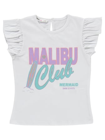 Civil Girls Malibu Baskılı Şortlu 2-5 Yaş Takım - Kırık Beyaz