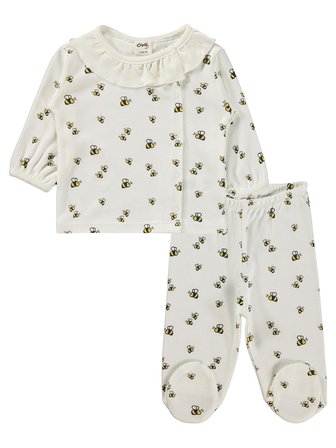 Civil Baby Arı Empirme 1-9 Ay Pijama Takımı - Ekru