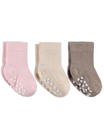 Civil Baby Kaydırmaz Kalp Baskı 3'lü 6-18 Ay Bebek Kız Çorap Set - Standart