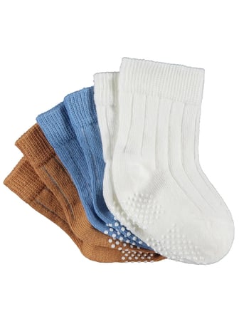 Civil Baby Çift Baskı Kaydırmaz 3'lü 6-18 Ay Bebek Erkek Çorap Set - Standart