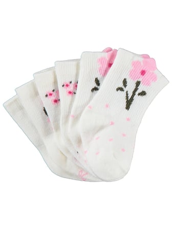 Civil Baby 3D Çiçek Desen 3'lü 6- Bebek Kız Çorap Set - Standart