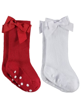 Civil Baby Fiyonk Aksesuarlı Kaydırmaz 2'li 6- Bebek Kız Çorap Set - Standart