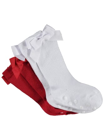 Civil Baby Fiyonk Aksesuarlı Kaydırmaz 2'li 6- Bebek Kız Çorap Set - Standart