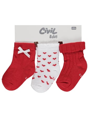 Civil Baby Fiyonk Aksesuarlı 3'lü 6-18 Ay Bebek Kız Çorap Set - Standart