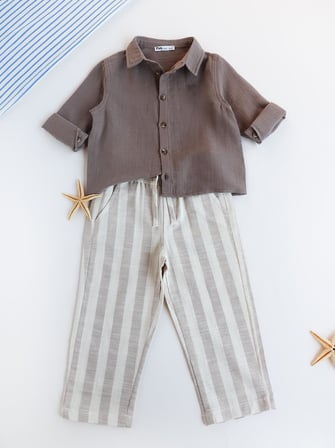 Civil Boys Erkek Çocuk Uzun Kol Basic 2-5 Yaş Gömlek - Kahverengi