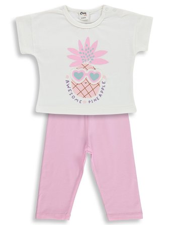 Civil Baby Ananas Baskılı 6-18 Ay Takım - Ekru
