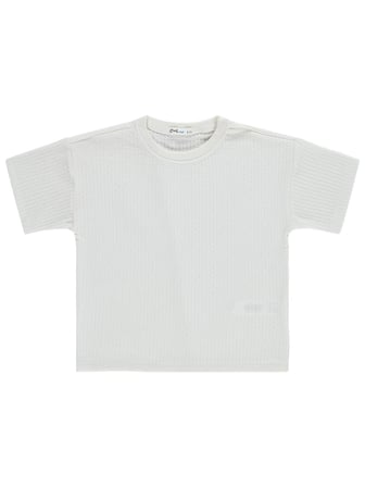 Civil Boys Çizgi Dokulu 6-9 Yaş Tişört - Beyaz