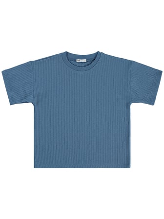 Civil Boys Çizgi Dokulu 6-9 Yaş Tişört - Mavi