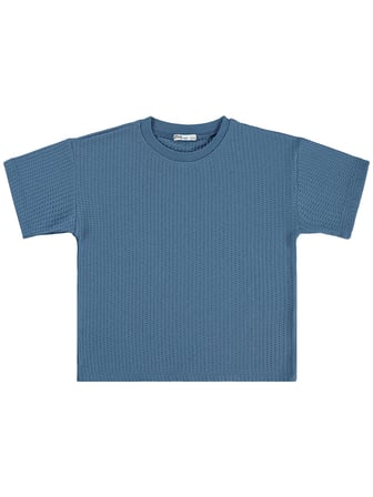 Civil Boys Çizgi Dokulu 10-13 Yaş Tişört - Mavi