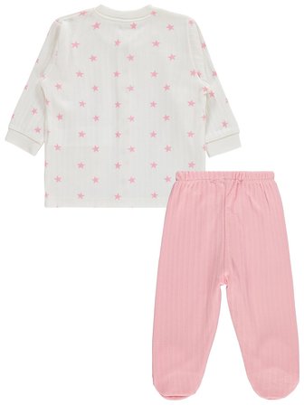 Civil Baby Çiçek Empirme 1-9 Ay Pijama Takımı - Ekru