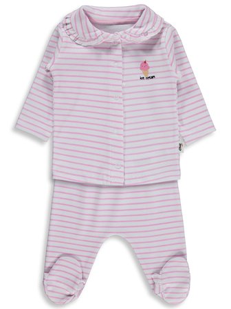 Civil Baby Çizgi Empirme 1-9 Ay Pijama Takımı - Beyaz