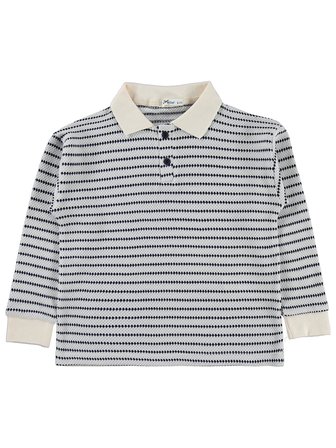 Civil Boys Çizgili Polo Yaka 6-9 Yaş Sweatshirt - Lacivert