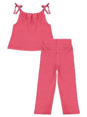 K26Y289-1 Civil Girls Fiyoklu 2-5 Yaş Takım - Kırmızı