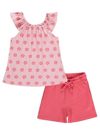 Civil Girls Çiçekli 6-9 Yaş Takım - Pembe