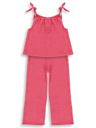 K26Y289-1 Civil Girls Fiyoklu 2-5 Yaş Takım - Kırmızı