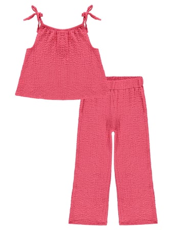 K26Y289-1 Civil Girls Fiyoklu 2-5 Yaş Takım - Kırmızı