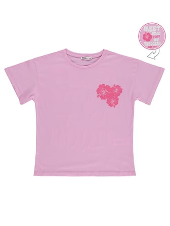 Civil Girls Çiçek Baskılı 10-13 Yaş Tişört - Lila