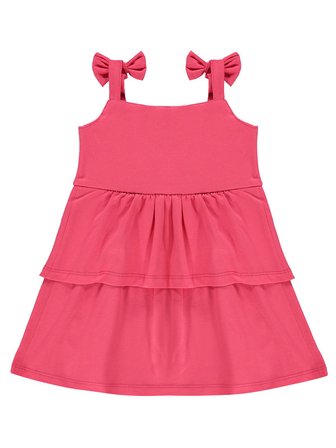 Civil Girls Omuz Fiyonklu 2-5 Yaş Elbise - Kırmızı