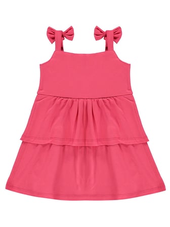 Civil Girls Omuz Fiyonklu 2-5 Yaş Elbise - Kırmızı