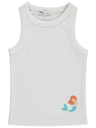 Civil Girls Denizkızı Baskılı Crop Atlet 6-9 Yaş Tişört - Kırık Beyaz