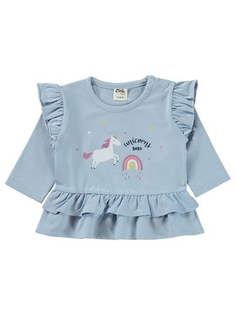 Civil Baby Unicorn Baskılı Fırfırlı 3-18 Ay Takım - Mavi