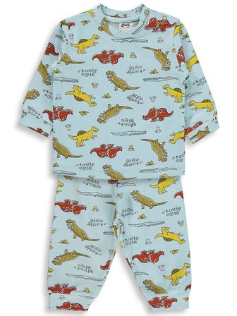 Civil Baby Dino Yazılı 6-18 Ay Pijama Takımı - Mavi