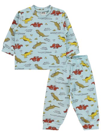Civil Baby Dino Yazılı 6-18 Ay Pijama Takımı - Mavi