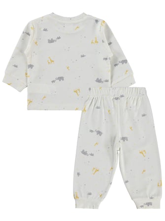 Civil Baby Zürafalı ve Filli 6-18 Ay Pijama Takımı - Ekru