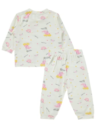 Civil Baby Küçük Fileli Tavşan Empirme 6-18 Ay Pijama Takımı - Ekru