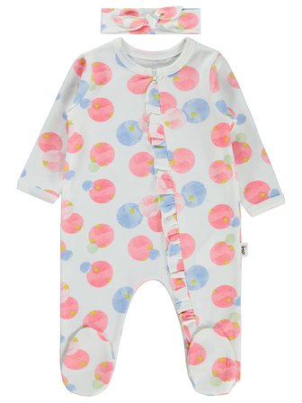 Civil Baby Suluboya Yıldız Emp Bandanalı 1-9 Ay Tulum - Ekru