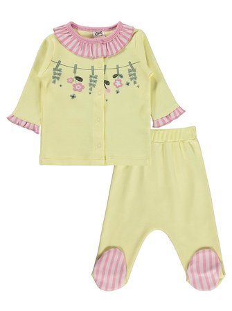 Civil Baby Fırfırlı Patikli 1-9 Ay Pijama Takımı - Sarı